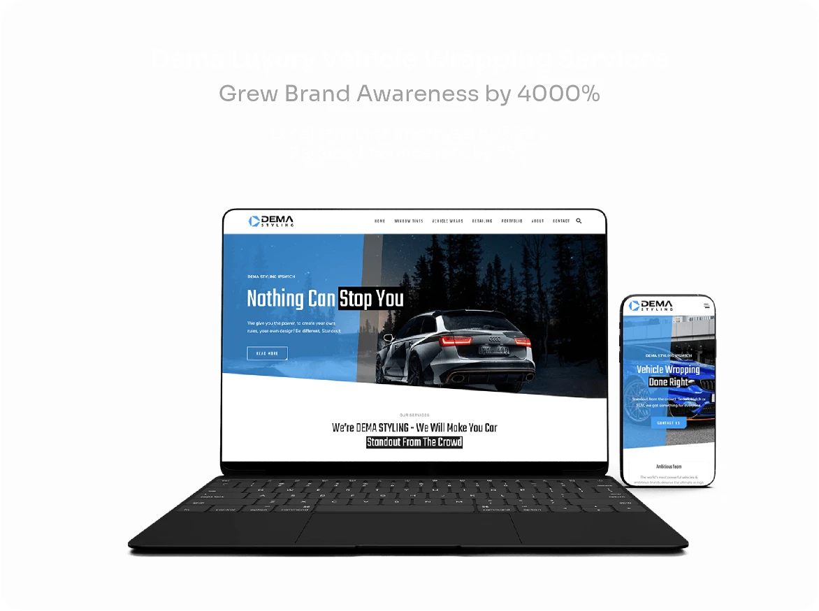 Dema Styling Vehicle Wrapping and Signage Website Design Agency Suffolk Clueflow