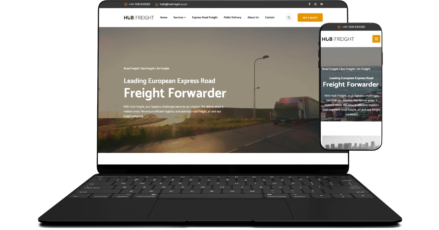 Hub Freight Logistics Branding and Web Design Agency Clueflow Colchester
