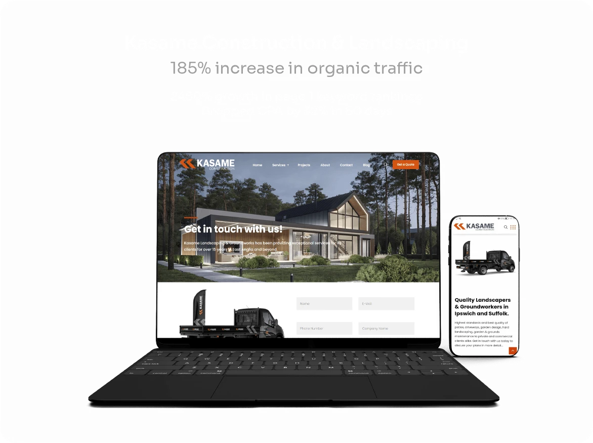 Kasame Construction Website Design Agency Ipswich Clueflow